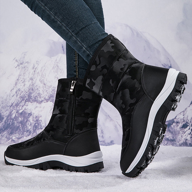 Botas de Nieve de Invierno Premium para Mujeres - Diseño de Tobillo Alto con Plumas