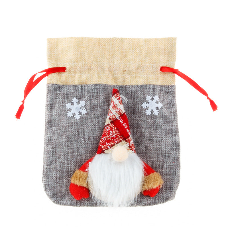 Forest Man Gift Bag Christmas Linen Cartoon Decoration Faceless Elderly Gift Bag Gift Bag Candy Bag - Korvel