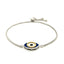 Bracelet en argent sterling ajustable à deux tons émaillé avec œil maléfique