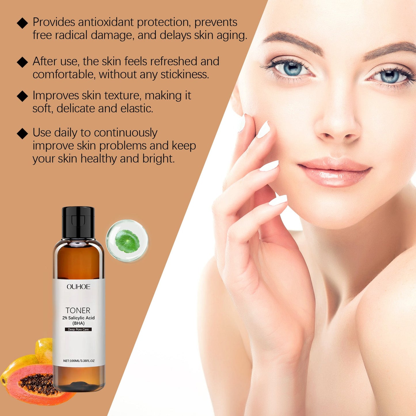 Salicylic Acid Pore Care Toner Gently Moisturizes And Hydrates Skin Refreshing Toner - Korvel