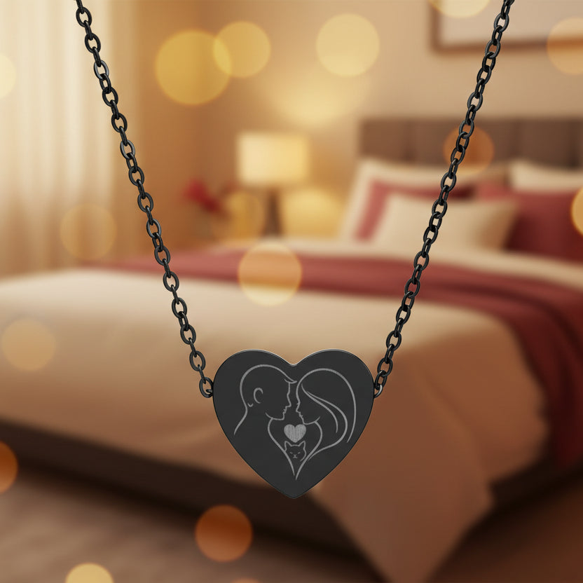 Couple & Cat Heart Necklace – A Timeless Keepsake