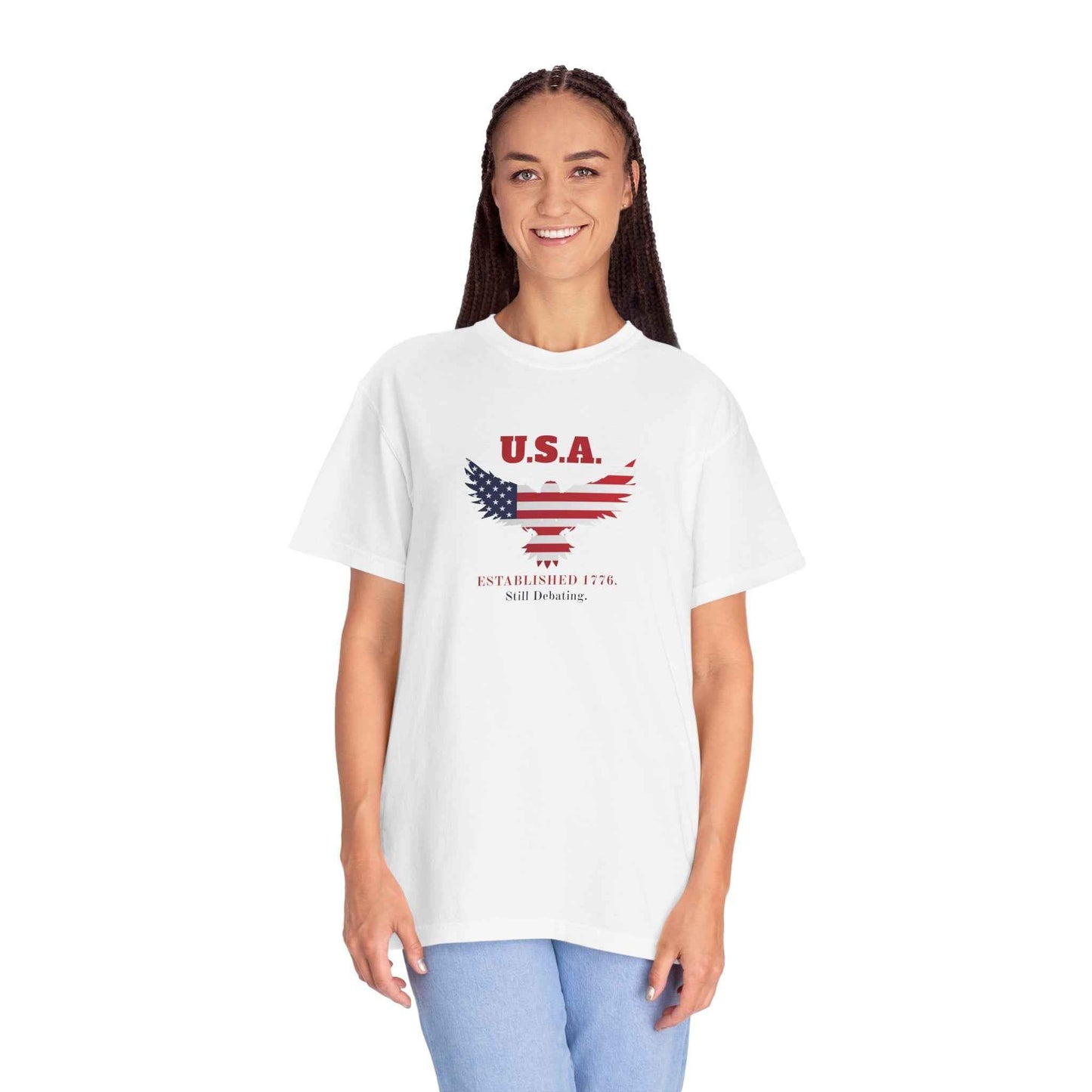 U.S.A. Still Debating Tee – Patriotic Humor Shirt