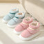 Women's Ankle Wrap Cotton Slippers - Thick Sole & Non-Slip