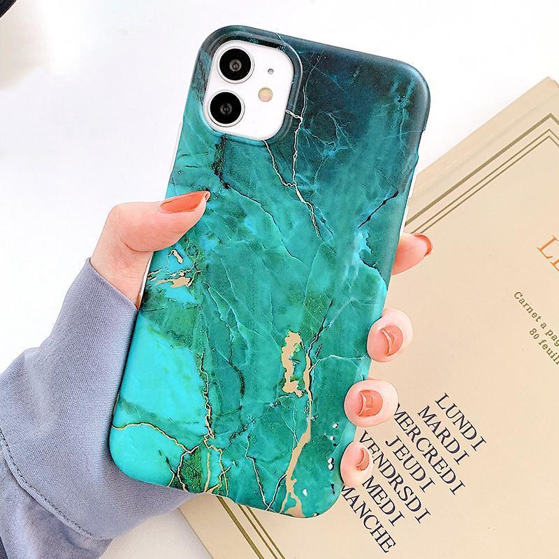 Coque de téléphone en marbre crack mat de luxe pour modèles d'iPhone