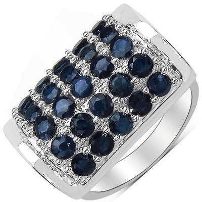 3.51 Carat Blue Sapphire & Diamond Sterling Silver Engagement Ring