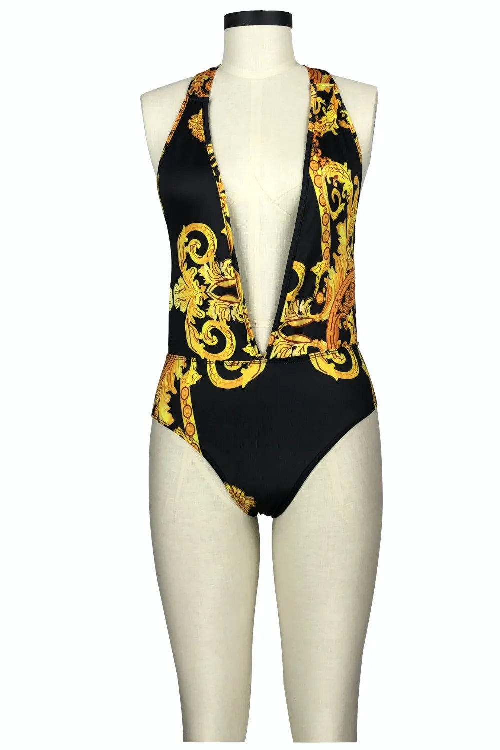 Printed Plunge One-Piece and Cover Up Swim Set - Korvel