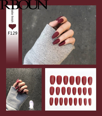 Premium Stiletto Press-On Nails with Glue - 24 Pieces