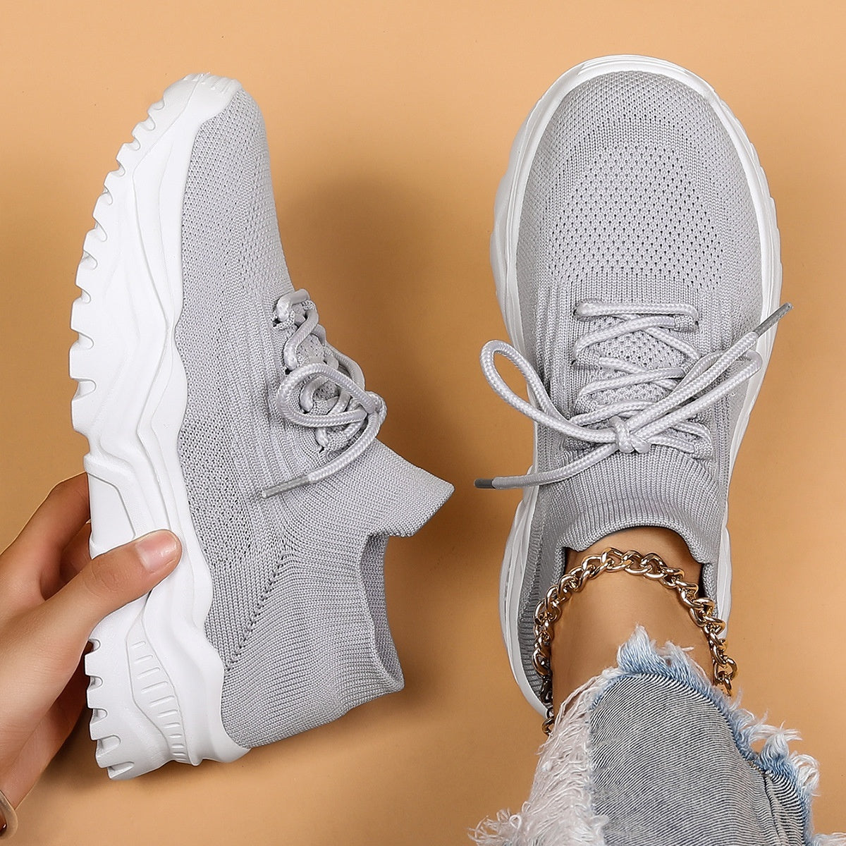 Baskets respirantes en tricot Fly pour femmes grandes tailles