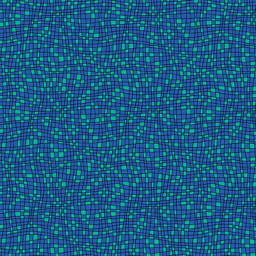 Teensy Checks Blue Cheeto's World Cotton Fabric - 44"/45" Per Yard