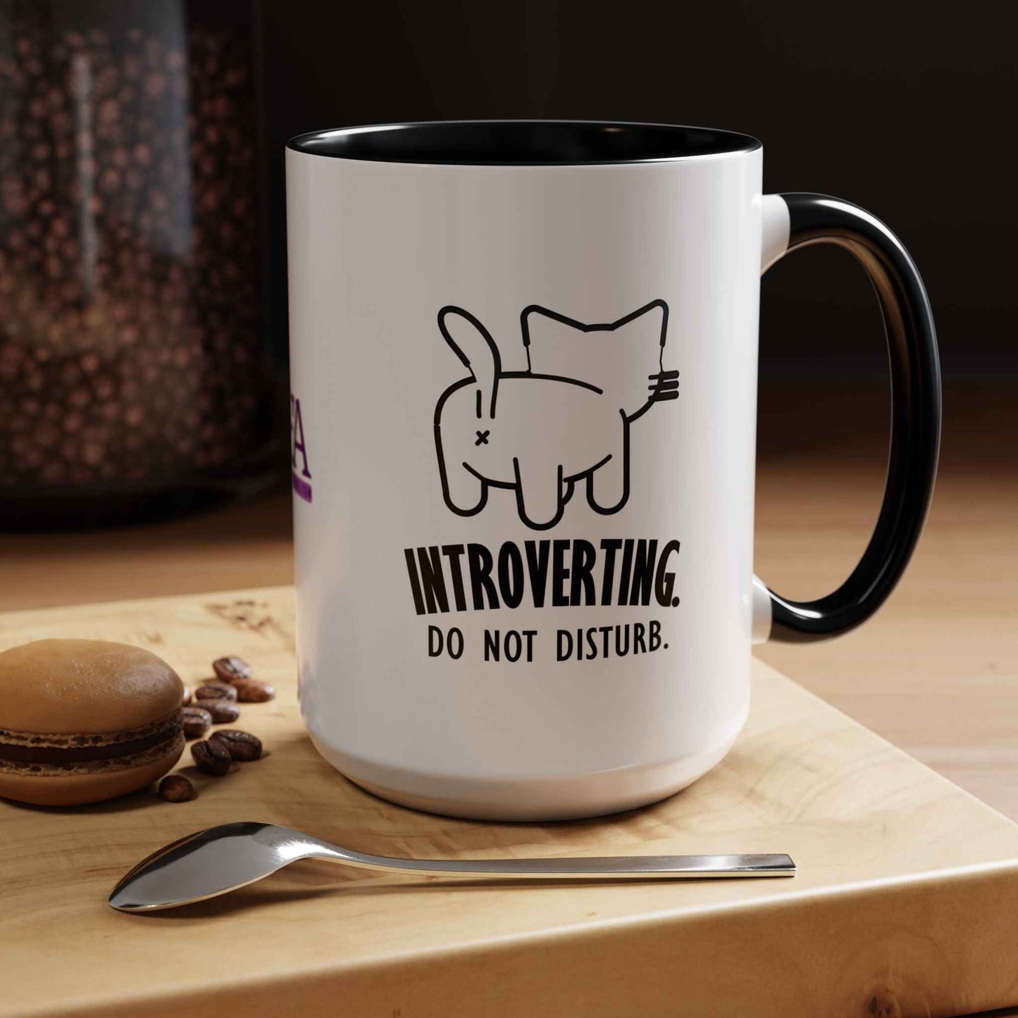 Introvertido. No molestar. Taza de café de gato en dos tonos