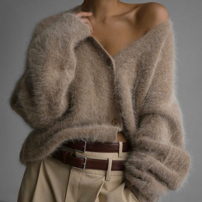 Loose V-neck Button Cardigan for Women - Stylish Knitted Sweater