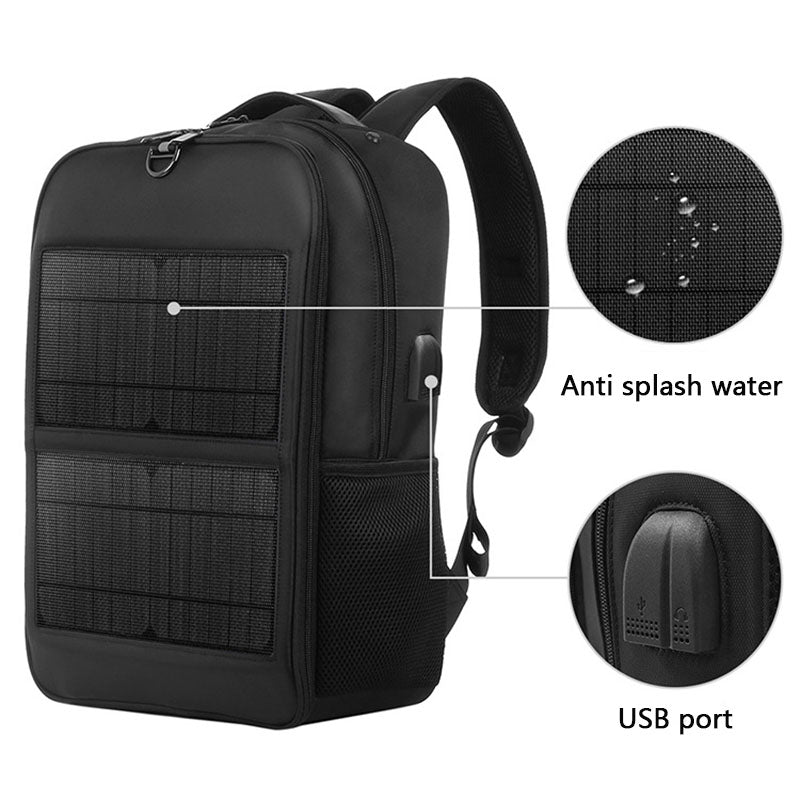 Mochila de senderismo impermeable de nylon con carga solar para hombres