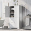 Tall and Wide Storage Cabinet with Doors for Bathroom/Office, Three Drawers, White - Korvel