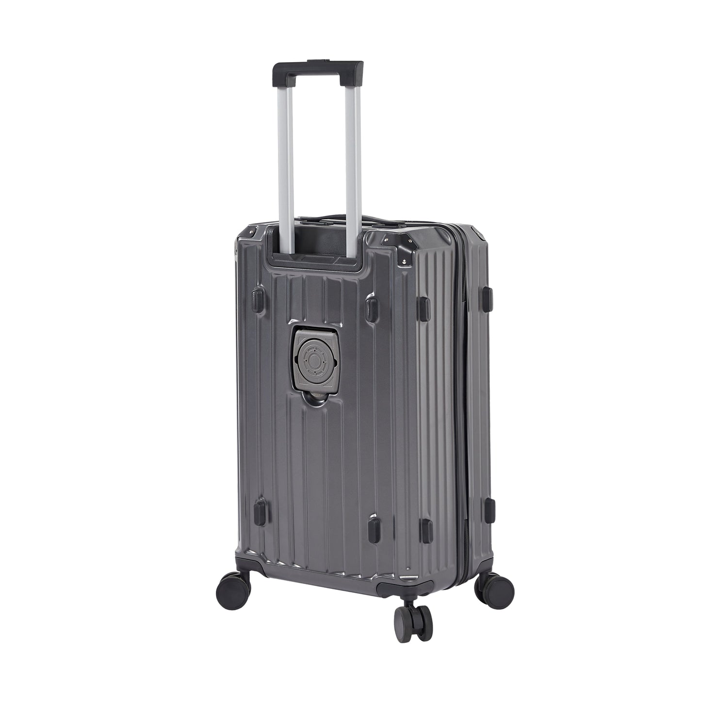 Luggage Set 4 pcs (20"/24"/29"/Travel Bag), PC+ABS Durable Lightweight Luggage with Collapsible Cup Holder, TSA Lock, Gray - Korvel