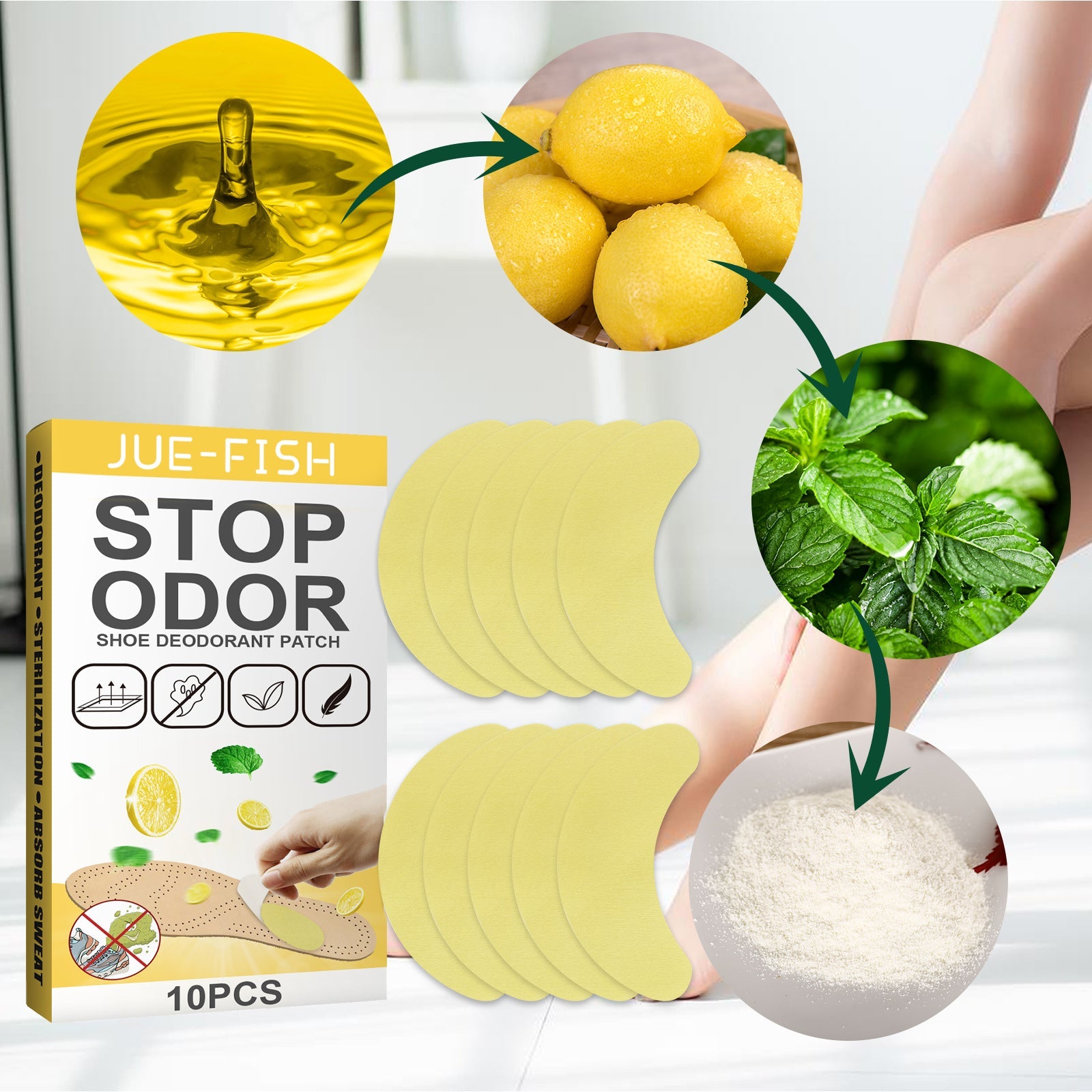 Deodorant Stickers For Shoes, Fresh, Remove Odor And Prevent Foot Odor Foot Sweat Sports Shoes Smelly Insole Sticker - Korvel