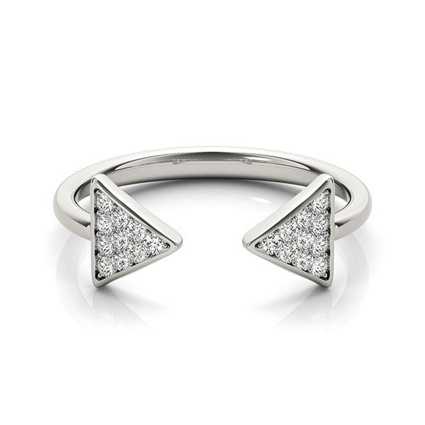 14k White Gold Diamond Arrowhead Open Ring