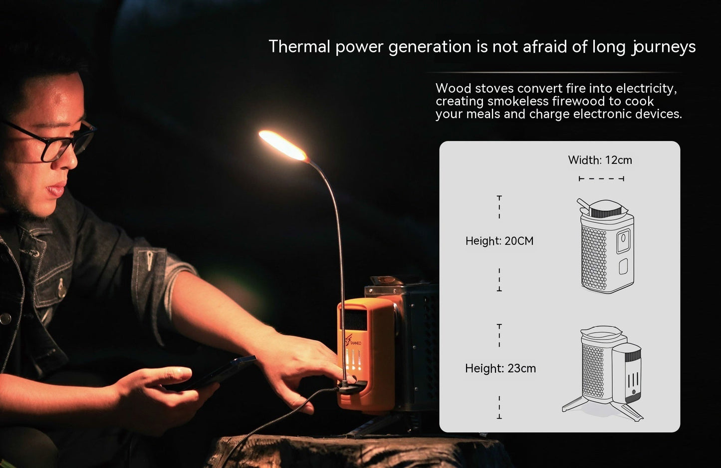 Estufa de Camping Plegable con Generación de Energía Térmica y Detección de Aves