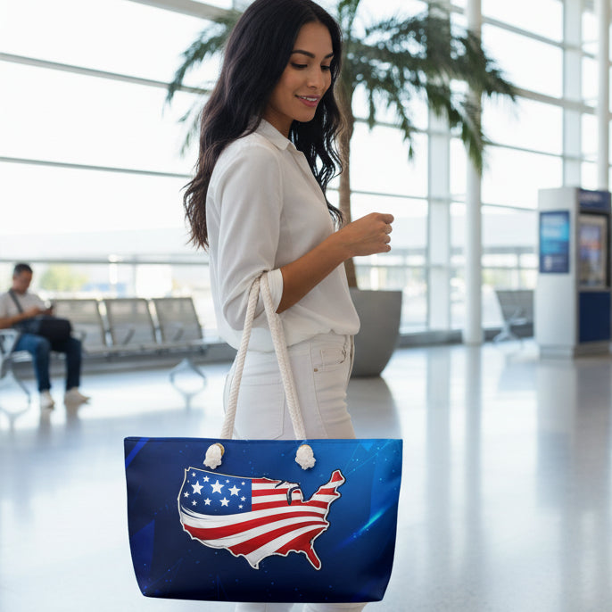 Patriotic USA Map Weekender Bag