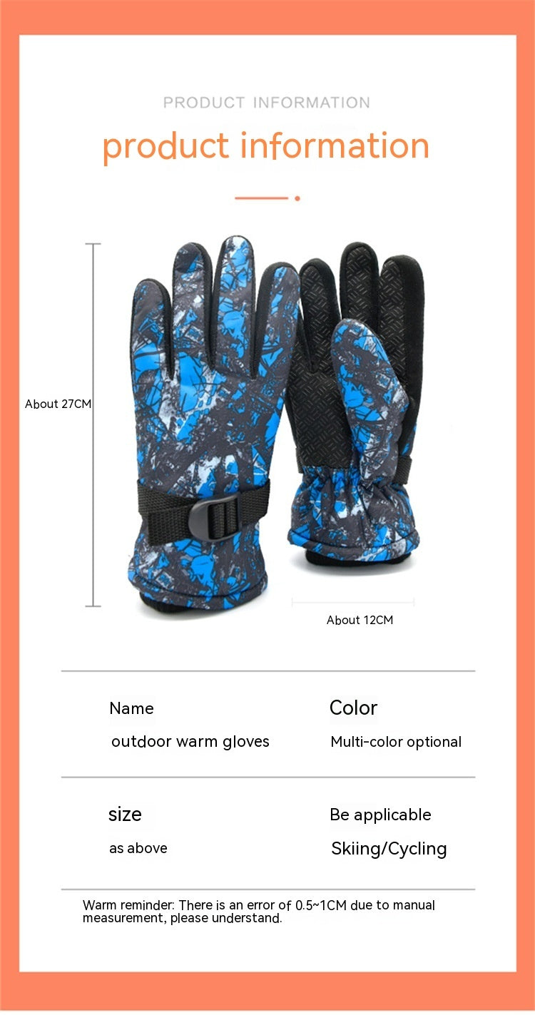 Gants de ski en velours épais pour enfants