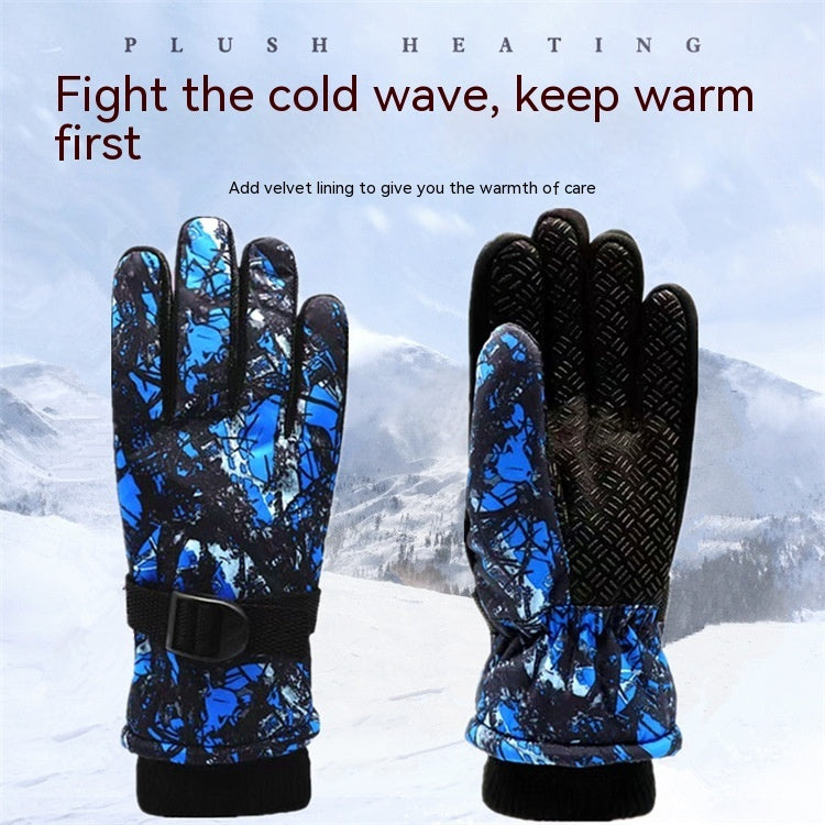 Gants de ski en velours épais pour enfants