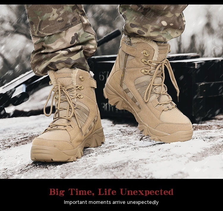 Men's Fleece-Lined Winter Combat Boots for Outdoor Adventures