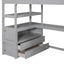 Twin Size Loft Bed with Desk and Shelves Two Built-in Drawers, Storage Staircase Gray - Korvel