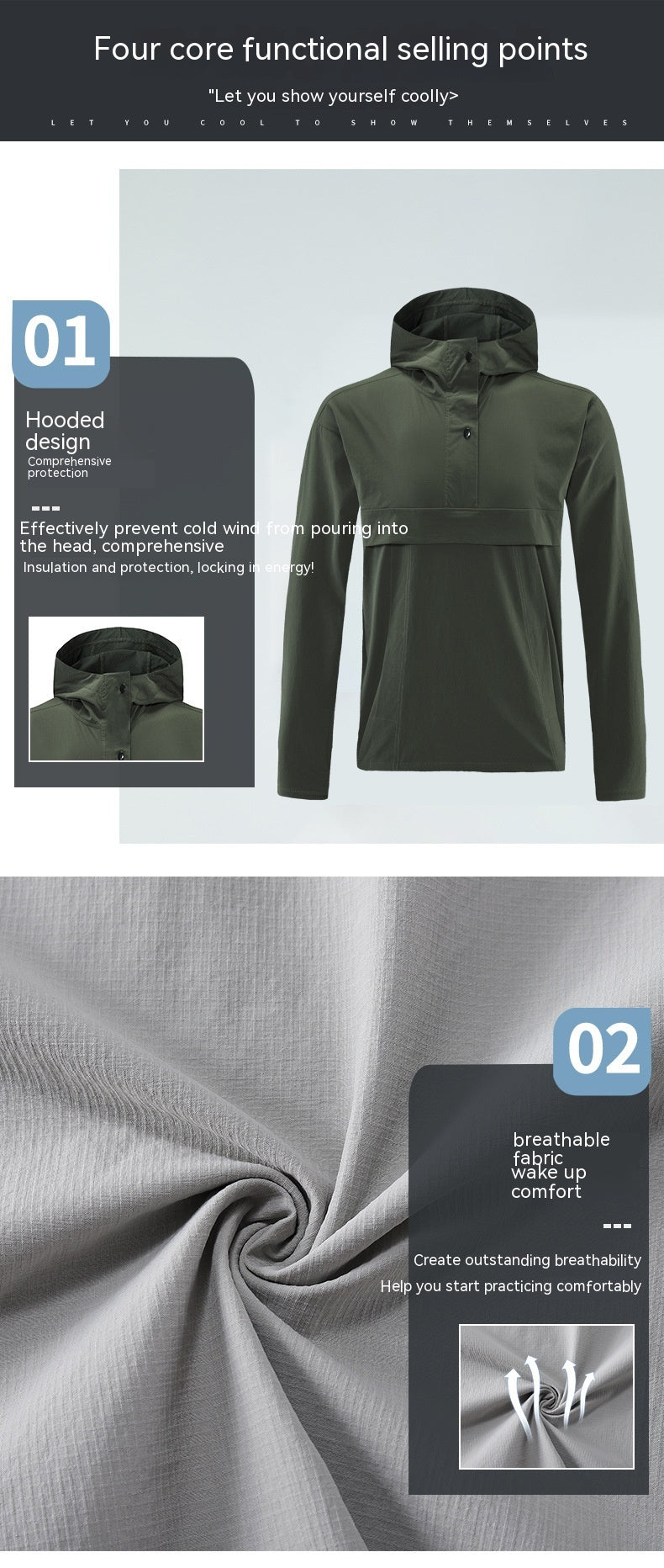 Veste coupe-vent imperméable à séchage rapide pour hommes