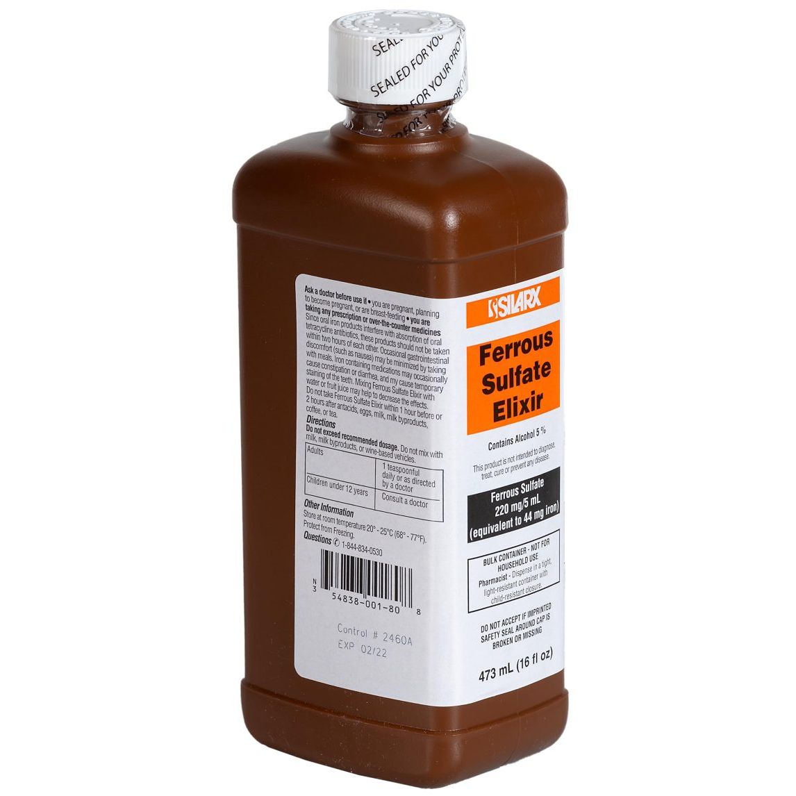 Elixir de Sulfato Ferroso Silarx 220 Mg Suplemento de Hierro - 16 Oz