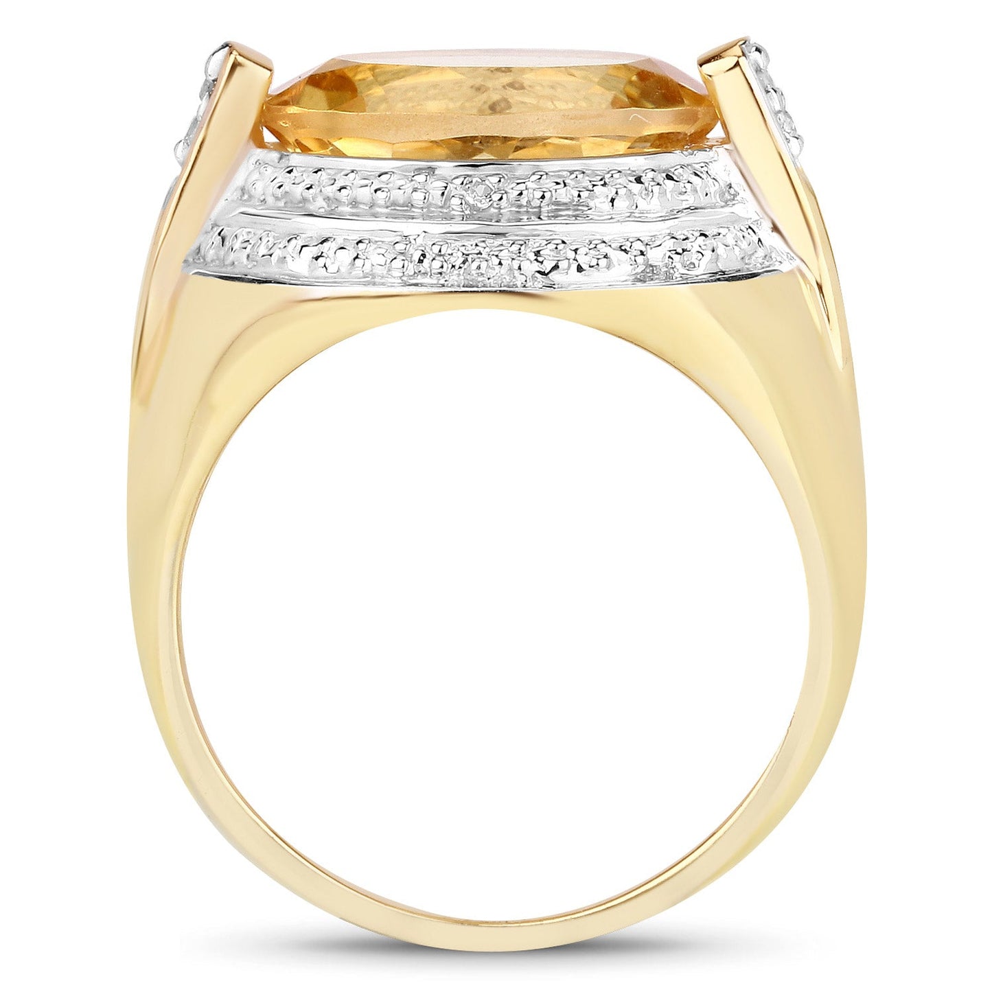 Bague en argent sterling avec citrine et diamants blancs de 4,56 carats