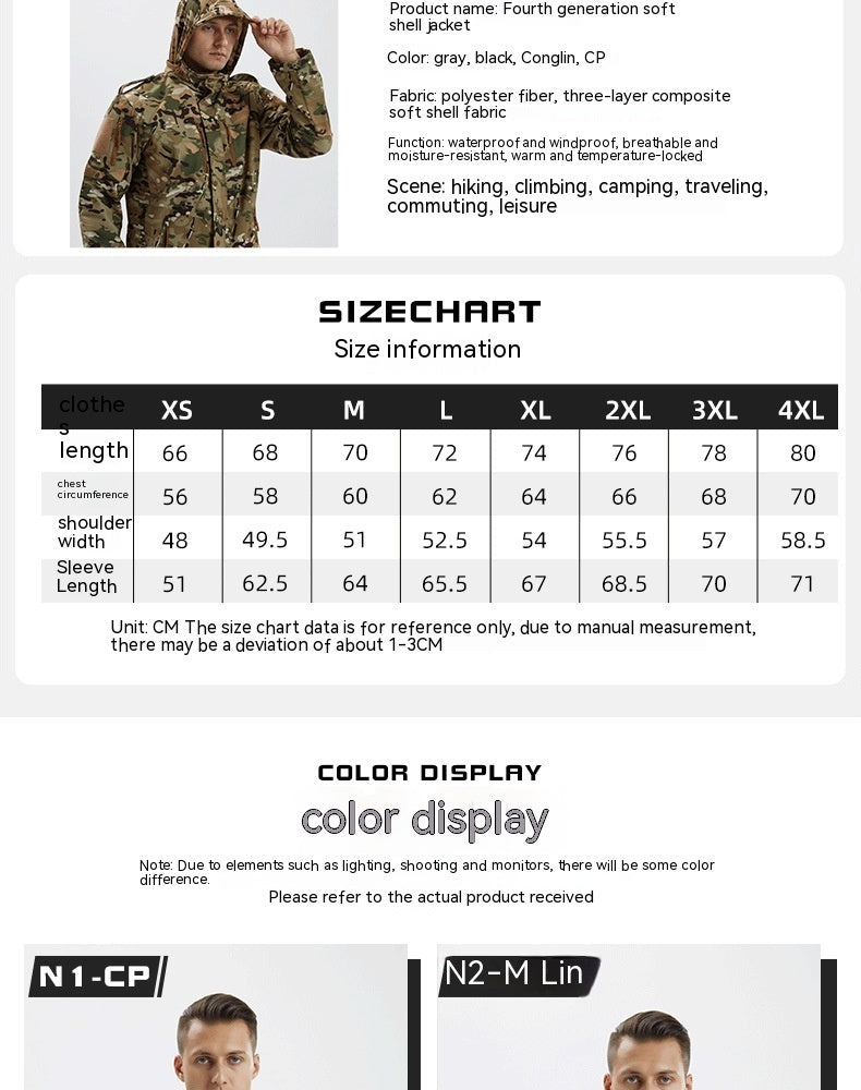 Chaqueta Deportiva de Camuflaje de Forro Polar Impermeable para Hombre