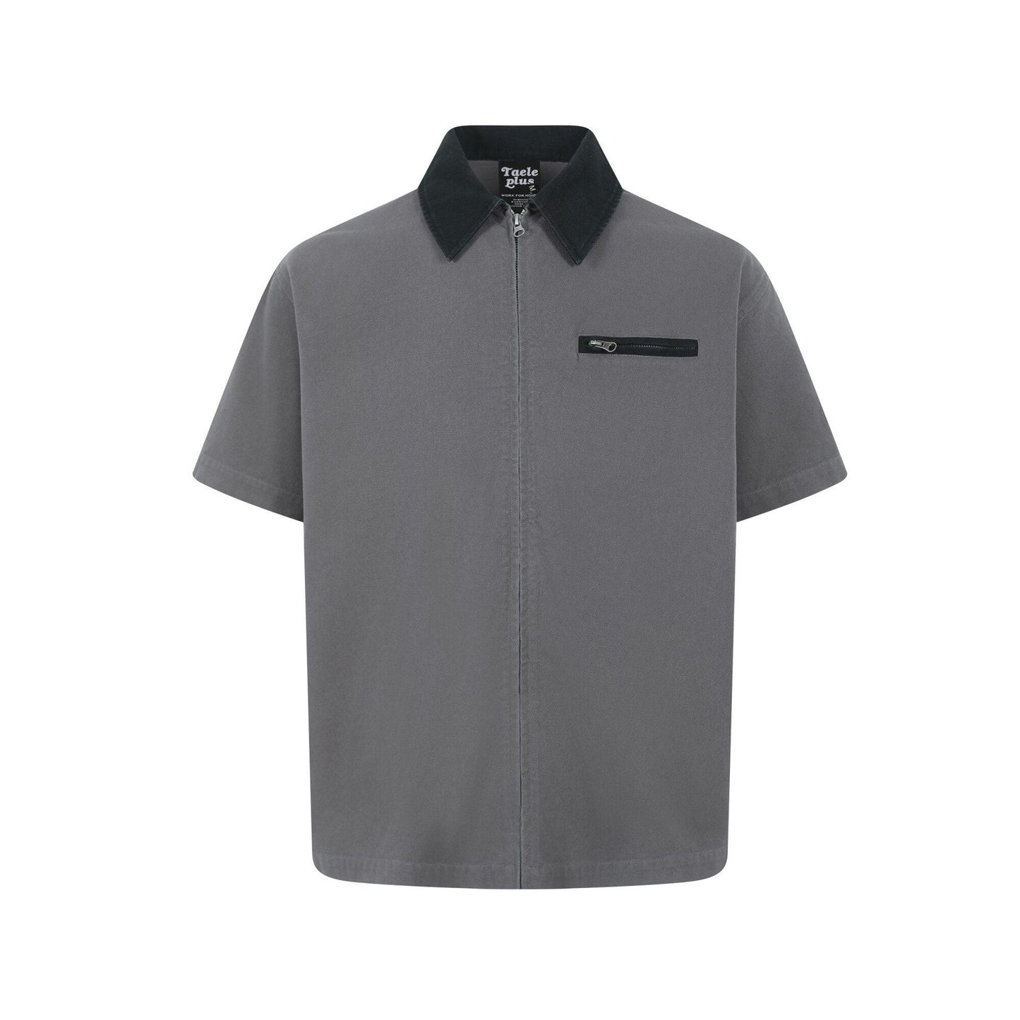 Men's Casual Short Sleeved Shirt with Contrasting Collar