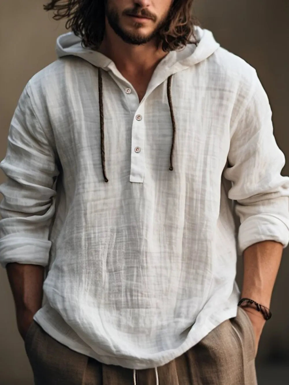 Sudadera de manga larga con medio botón para hombre en tallas grandes
