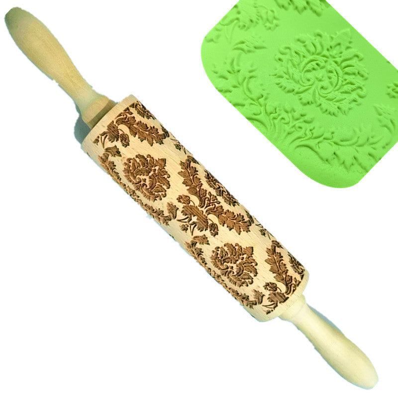Wooden Rolling Pin Beechwood Laser Engraved Printed Rolling Pin Embossing Rolling Pin Christmas Flip Sugar Cookie Rolling Pin - Korvel