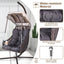 Swing Egg Chair with Stand Indoor Outdoor Wicker Rattan Frame 350lbs Capacity Hammock Chair - Korvel