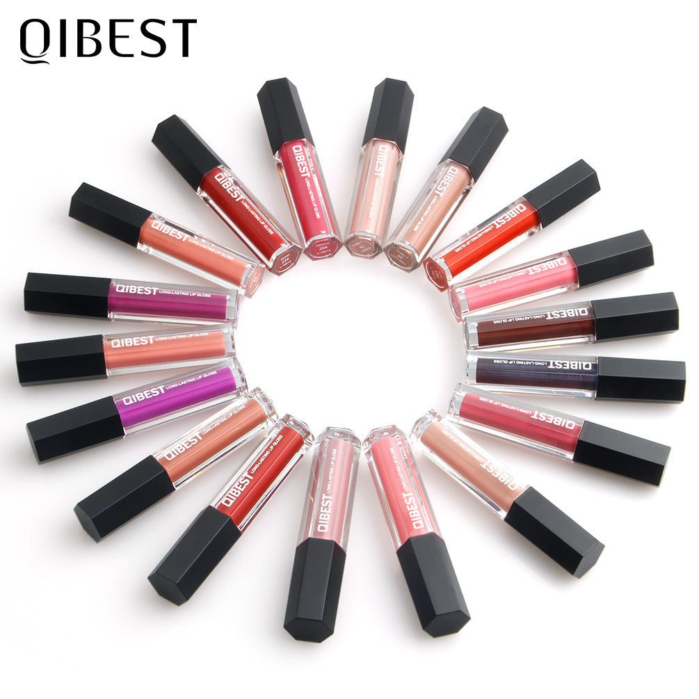 QIBEST Brillo de Labios Hexagonal - Pintalabios Líquido Mate de Larga Duración