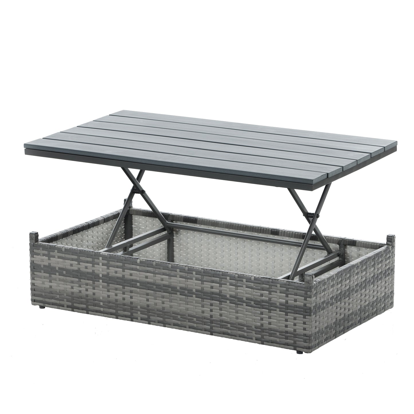 Patio Furniture, Outdoor Furniture, Seasonal PE Wicker Furniture,5 Set Wicker Furniture With Plywood Coffee Table - Korvel