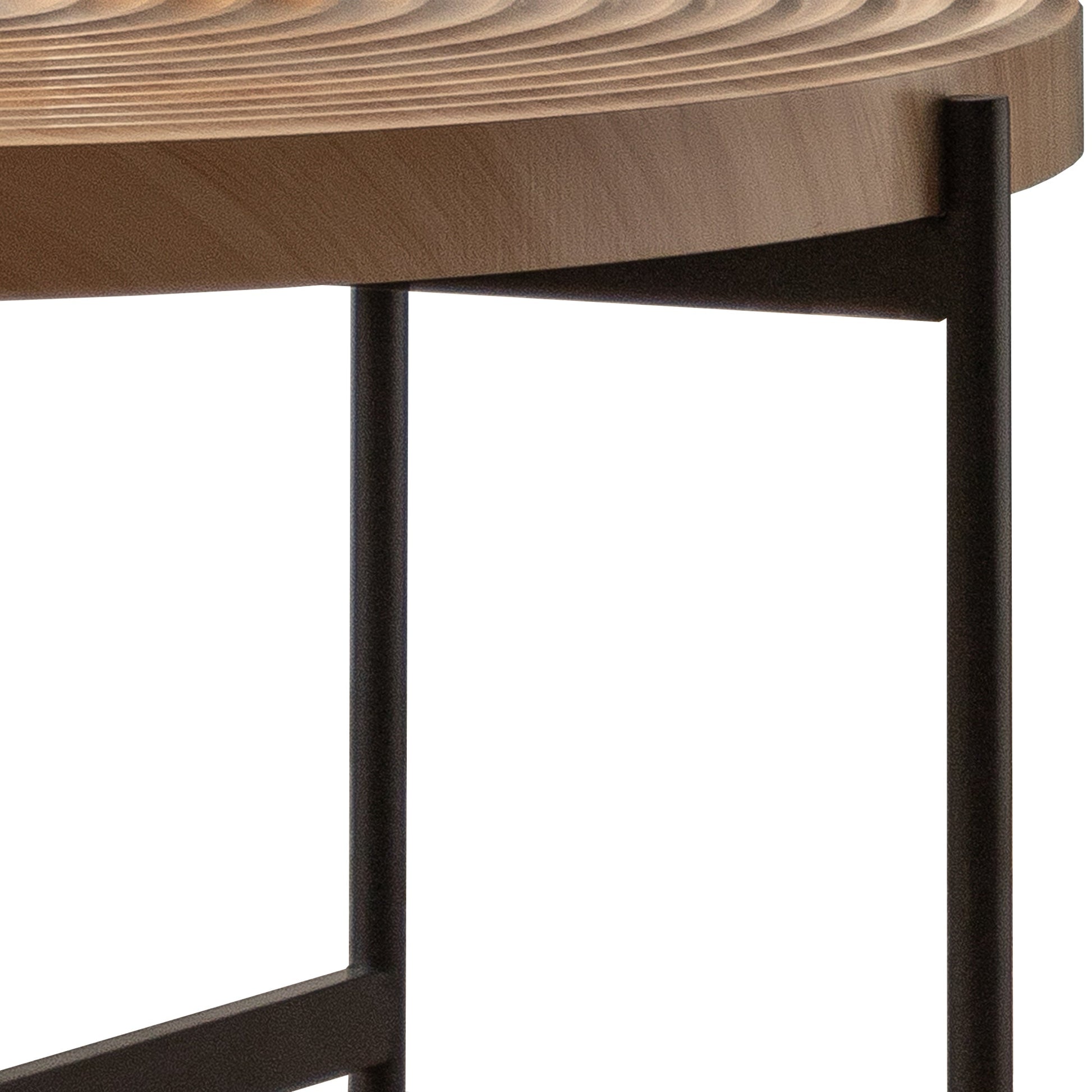 Modern Thread Design Round Coffee Table MDF Table Top with Cross Legs Metal Base(Set of 2 pcs ) - Korvel