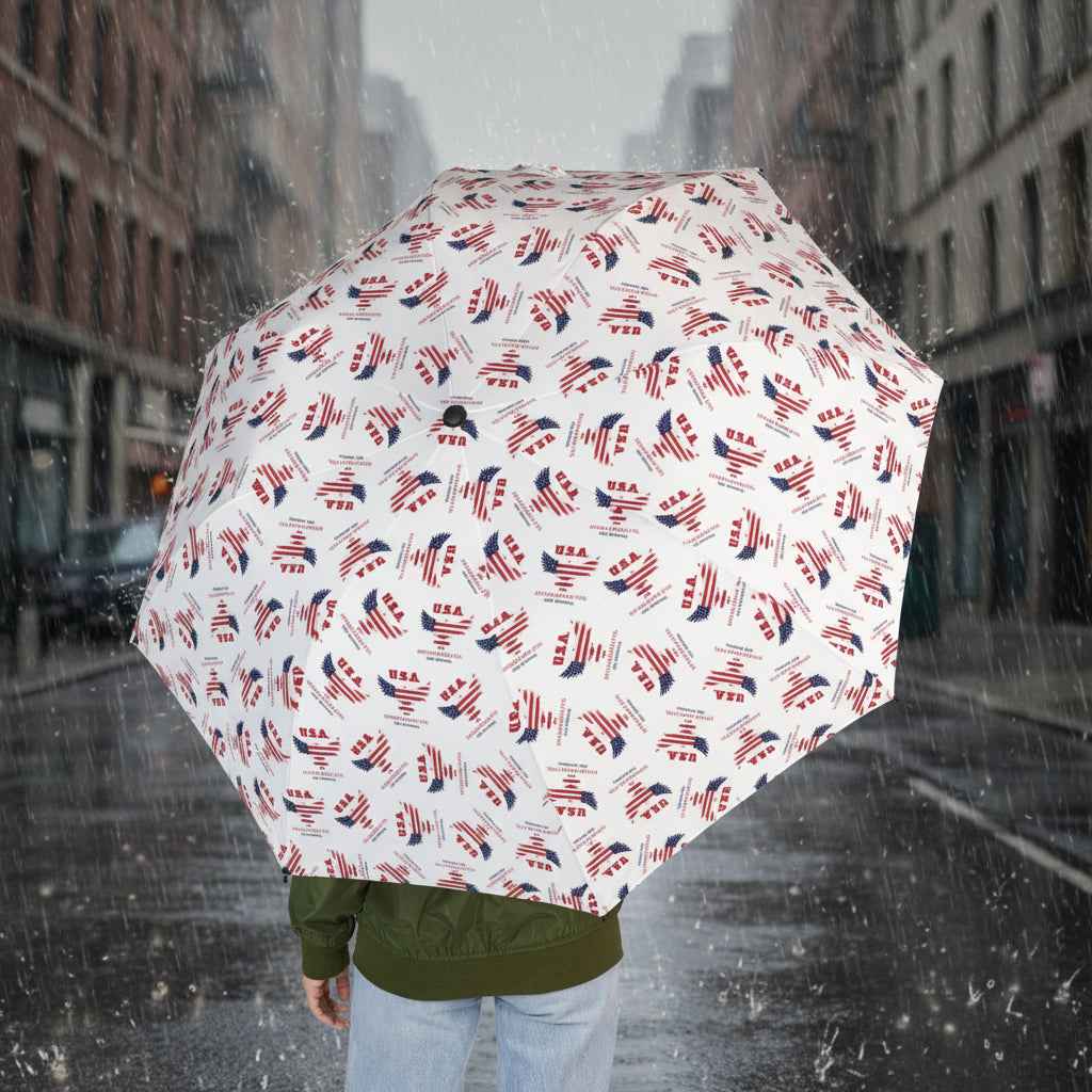 U.S.A. Chaos Pattern Umbrella – Compact Patriotic Rain Shield