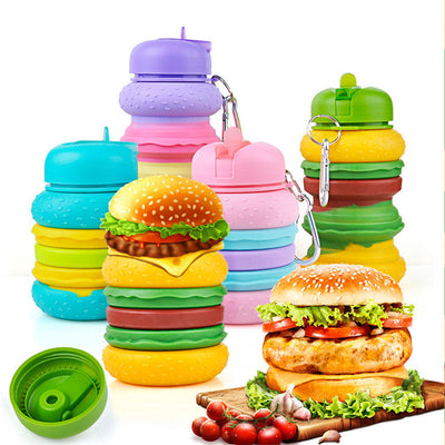 Children's Hamburger Silicone Water Cup - Portable & Leak-Proof