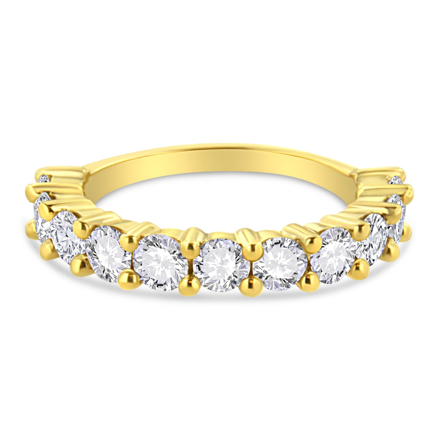 14K Yellow Gold Plated Sterling Silver 2.00 Cttw Diamond Band Ring - Size 7