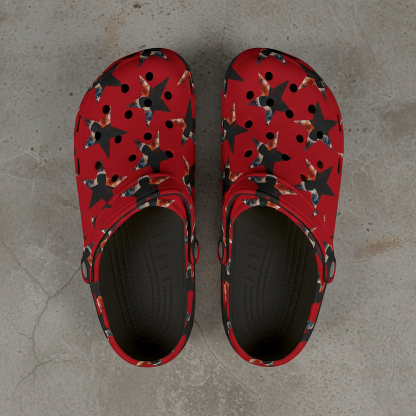 Red Presidential Silhouette Star EVA Clogs – Lightweight Slip-Ons