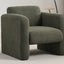Modern style chair with sheepskin Sherpa fabric soft cushion, comfortable armchair, soft with backrest and pillow, seaweed green - Korvel