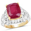 Anillo de Plata Esterlina Baño de Oro Amarillo de 14K con Rubí y Topacio Blanco