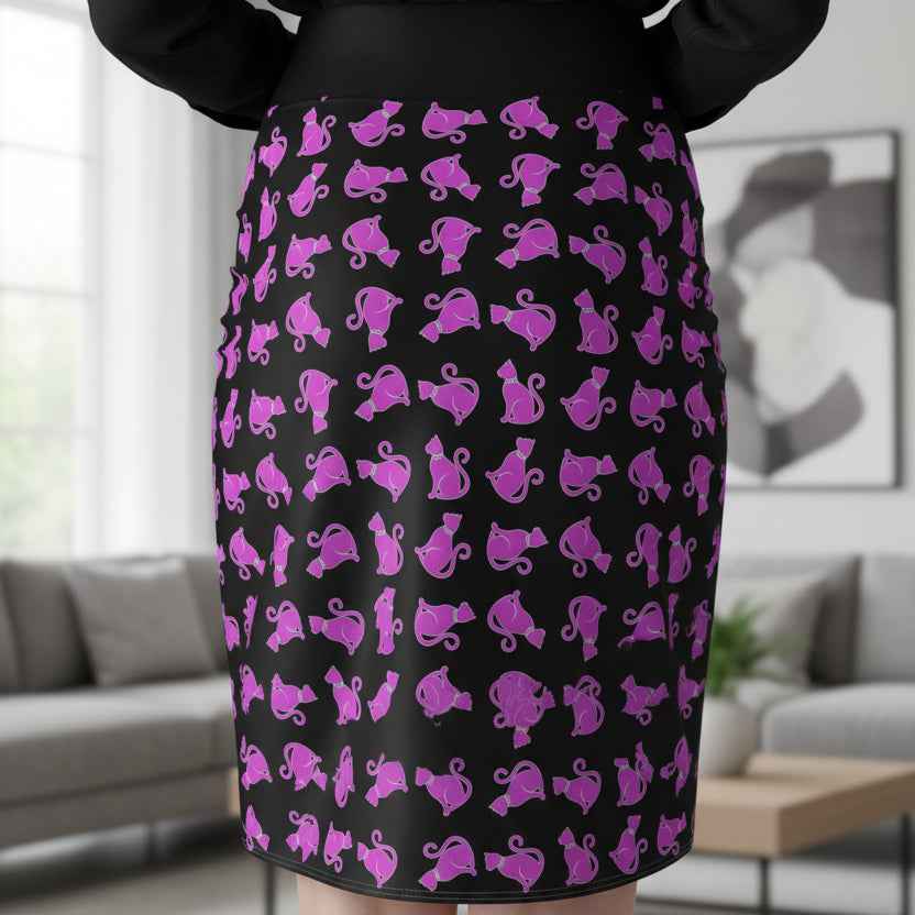 Pink Cat Pencil Skirt - Polished Yet Playful