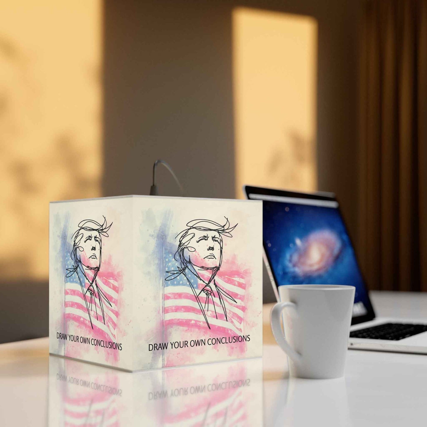 Draw Your Own Conclusions Patriotic Cube Lamp