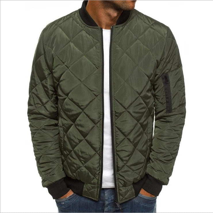 Men's Solid Color Stand Collar Puffer Jacket