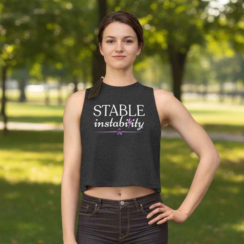Stable Instability Epilepsy Awareness Crop Tank - Purple Ribbon