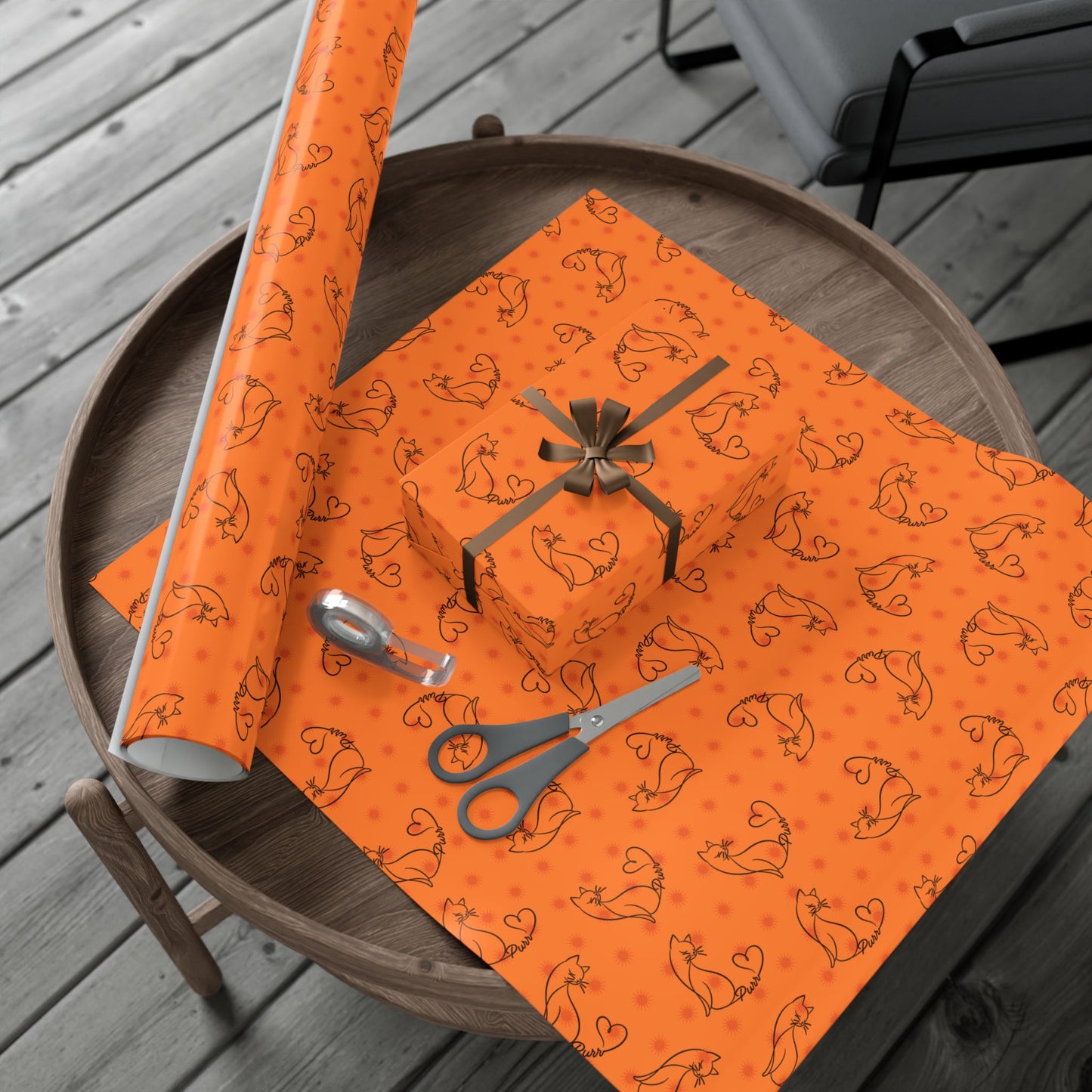 Purr Pattern All-Occasion Gift Wrap – Cat Line Art