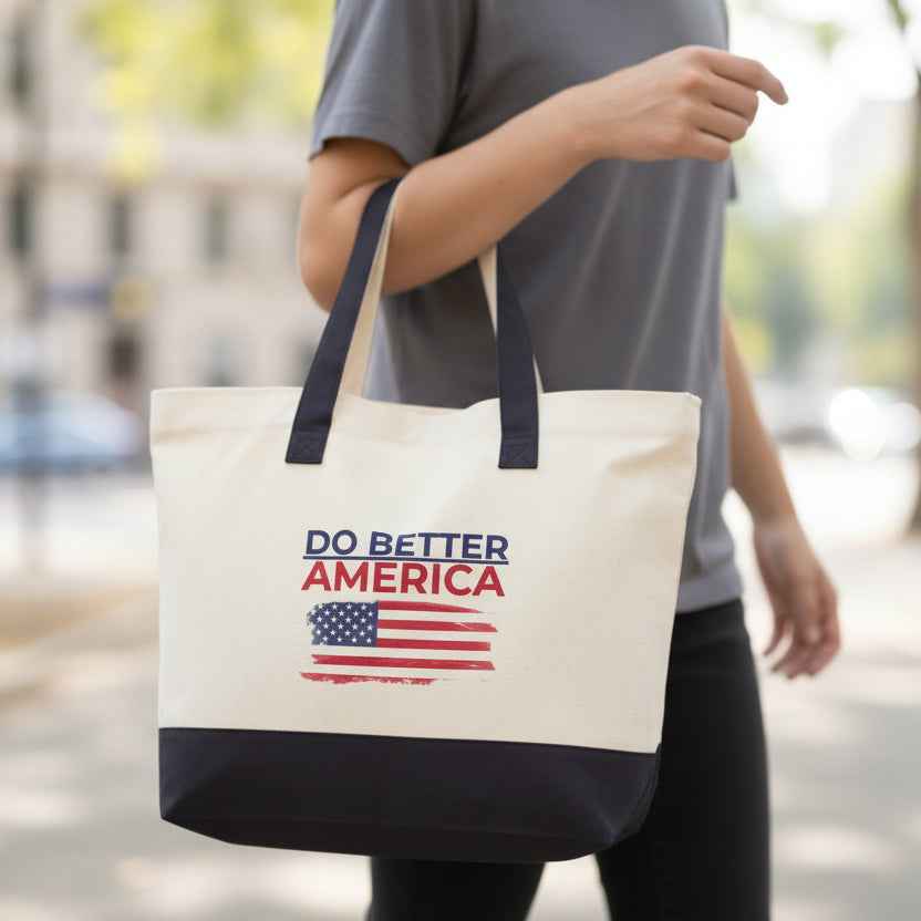 Do Better America Canvas Tote Bag – Heavyweight Zipper Tote