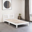 Twin Bed with Column-Decoration Headboard, with Bed Slats,White - Korvel